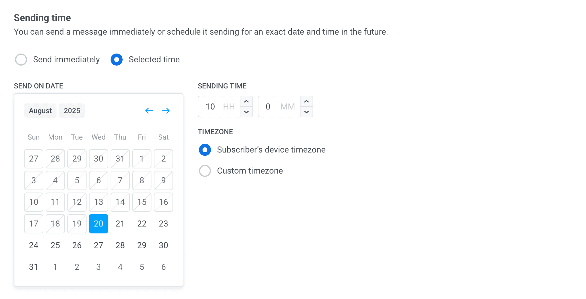 Schedule email sending in subscriber time zone